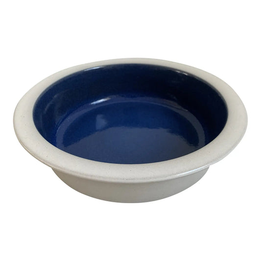 Vintage Heath Ceramics White/Pthalo Blue Deep Serving Bowl Rim Sausolito