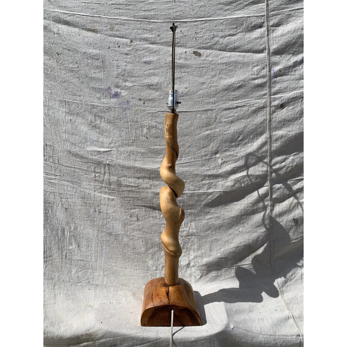 Vintage Handmade Rustic Twisted Wood Lamp