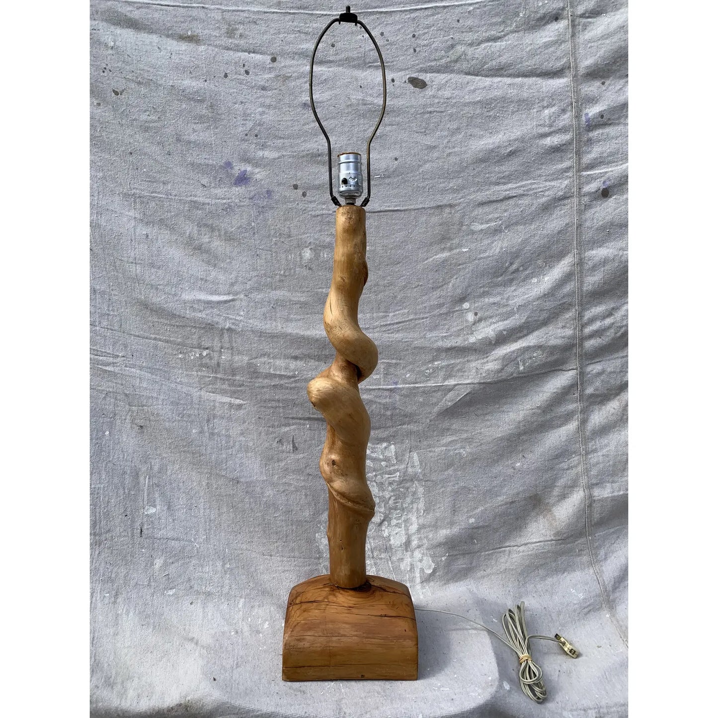 Vintage Handmade Rustic Twisted Wood Lamp
