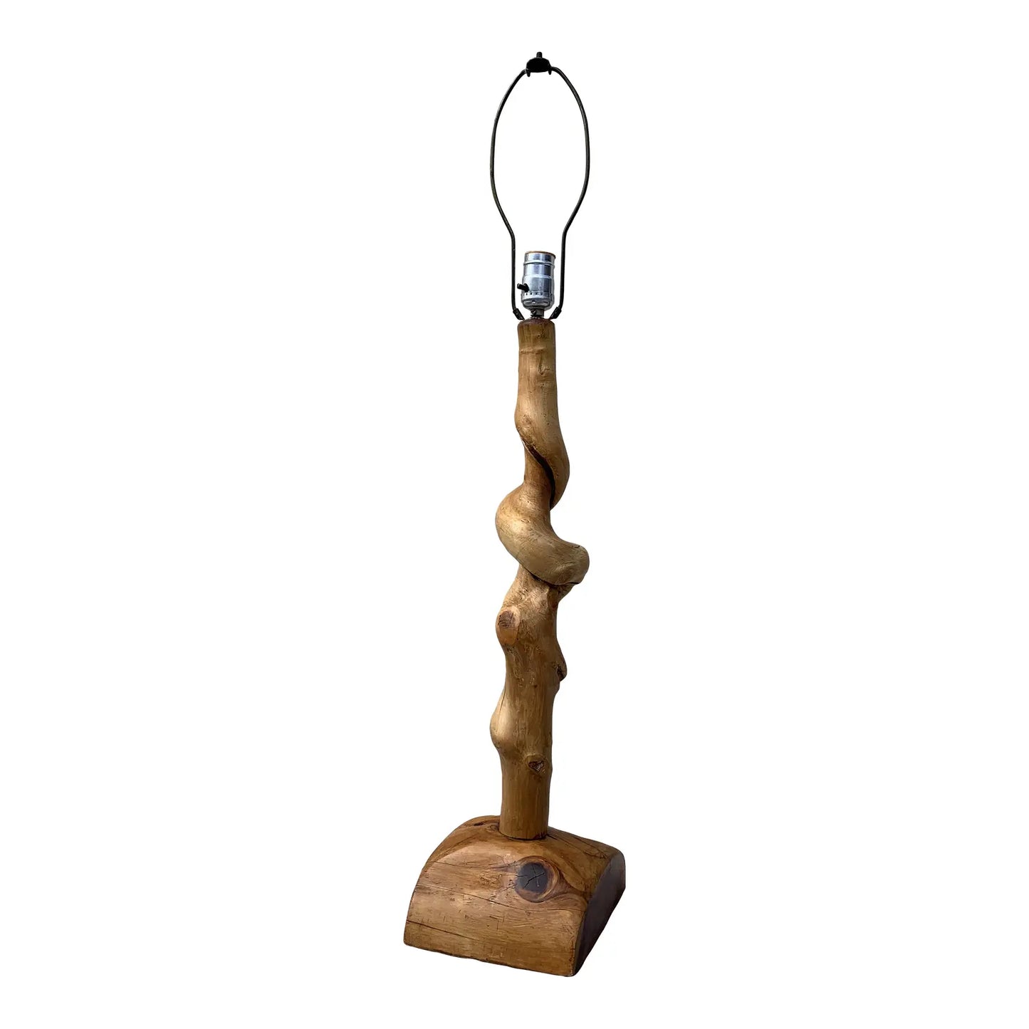 Vintage Handmade Rustic Twisted Wood Lamp