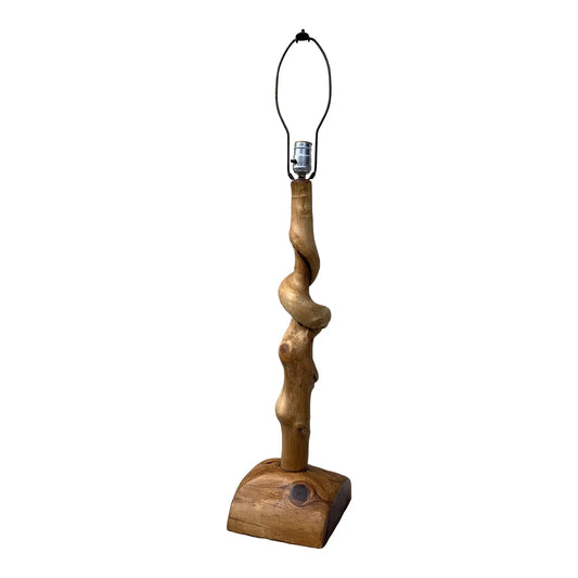 Vintage Handmade Rustic Twisted Wood Lamp