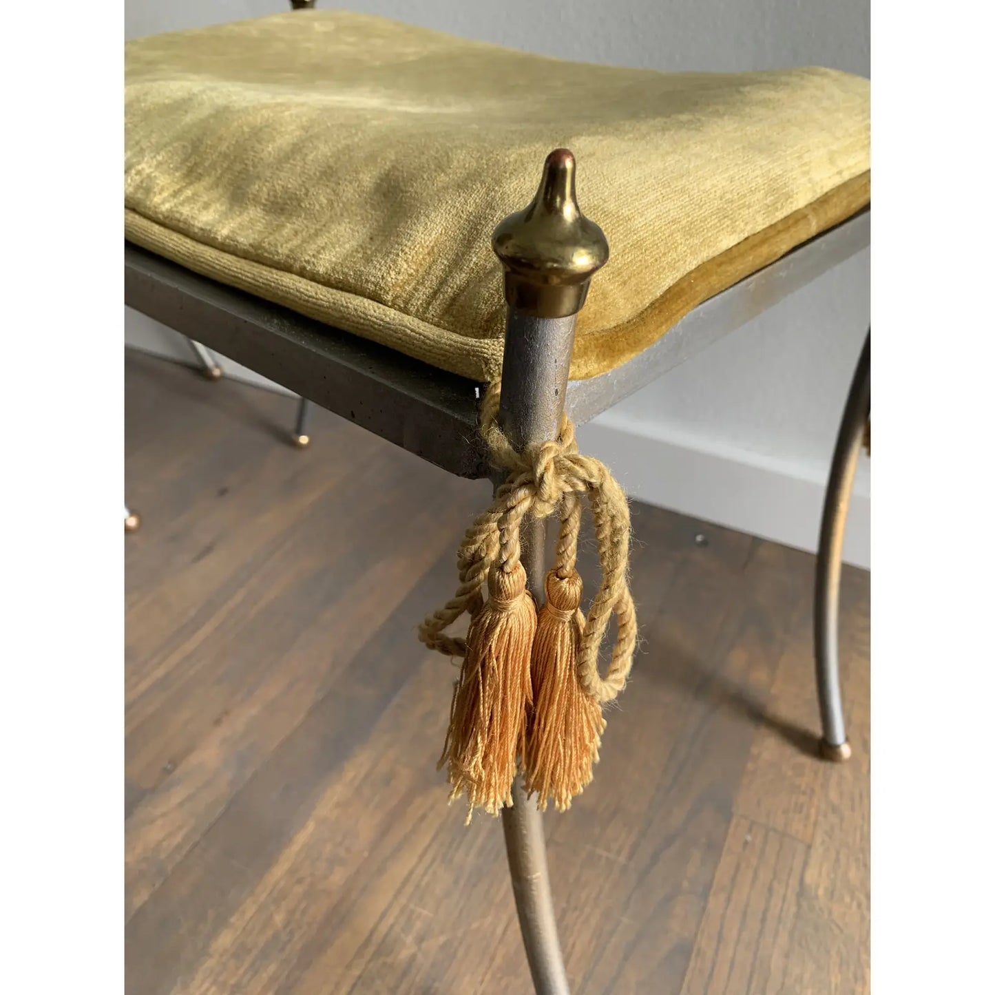 Vintage Hollywood Regency Metal Vanity Stools - a Pair