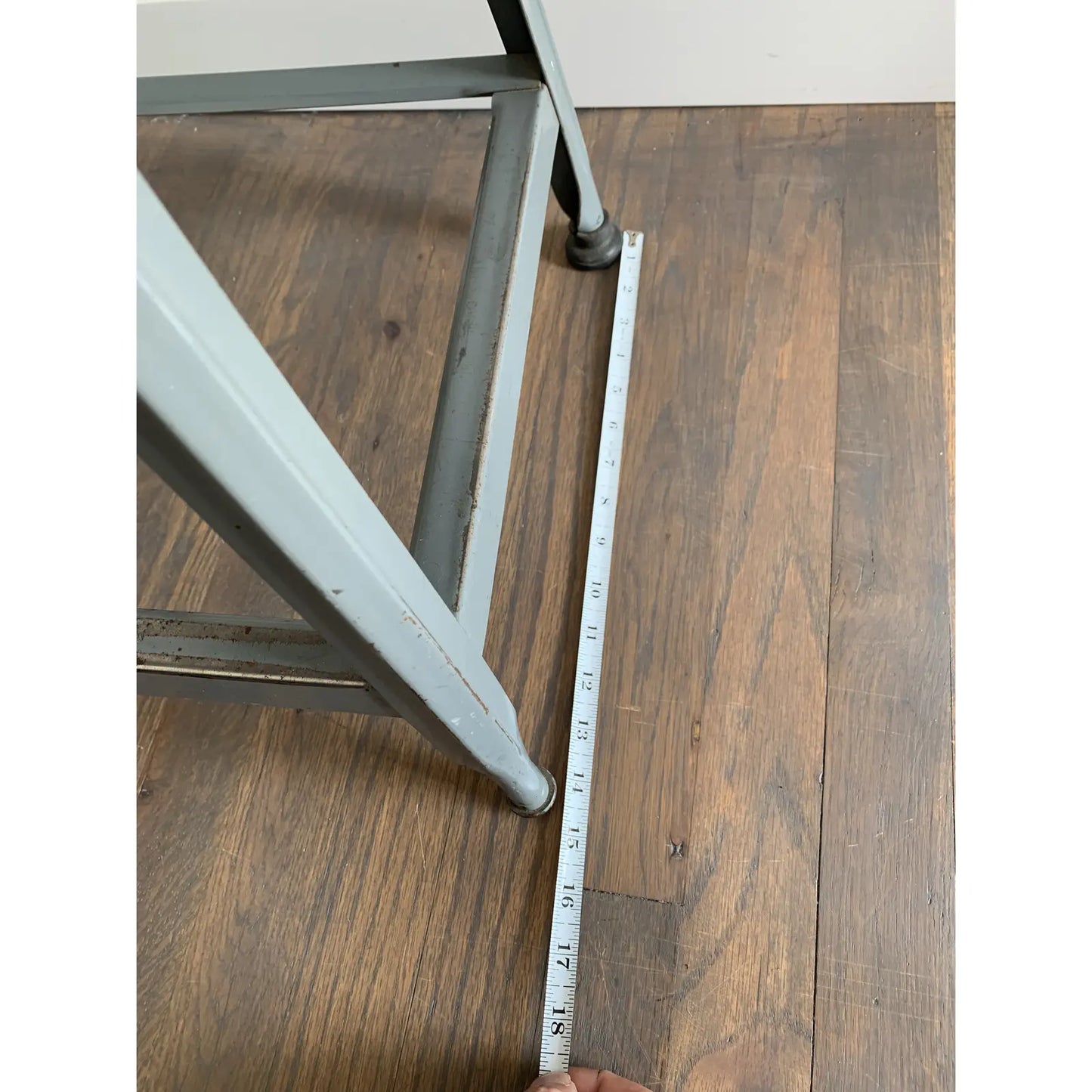 Vintage Industrial Gray Metal Bar Stool