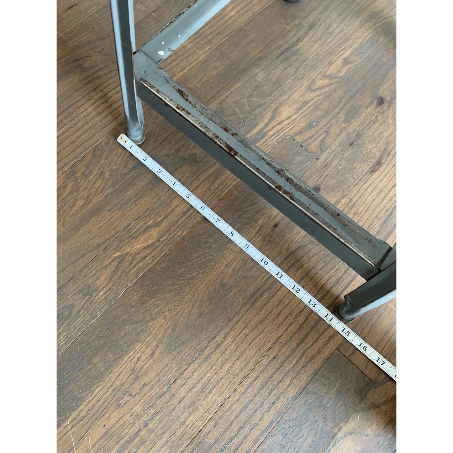 Vintage Industrial Gray Metal Bar Stool