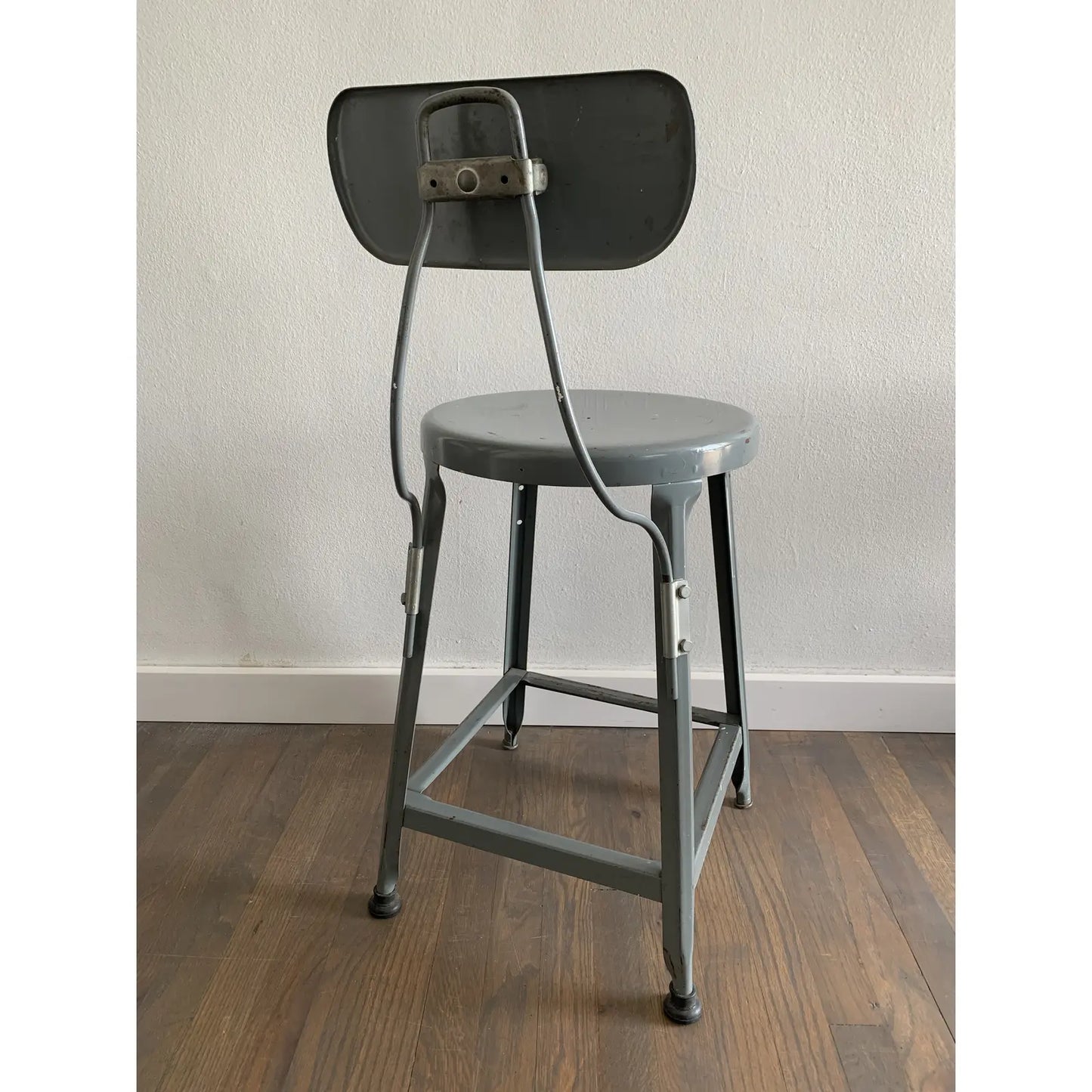 Vintage Industrial Gray Metal Bar Stool