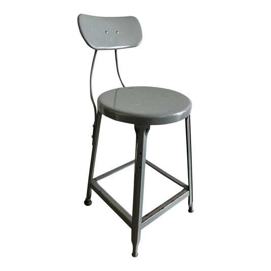 Vintage Industrial Gray Metal Bar Stool