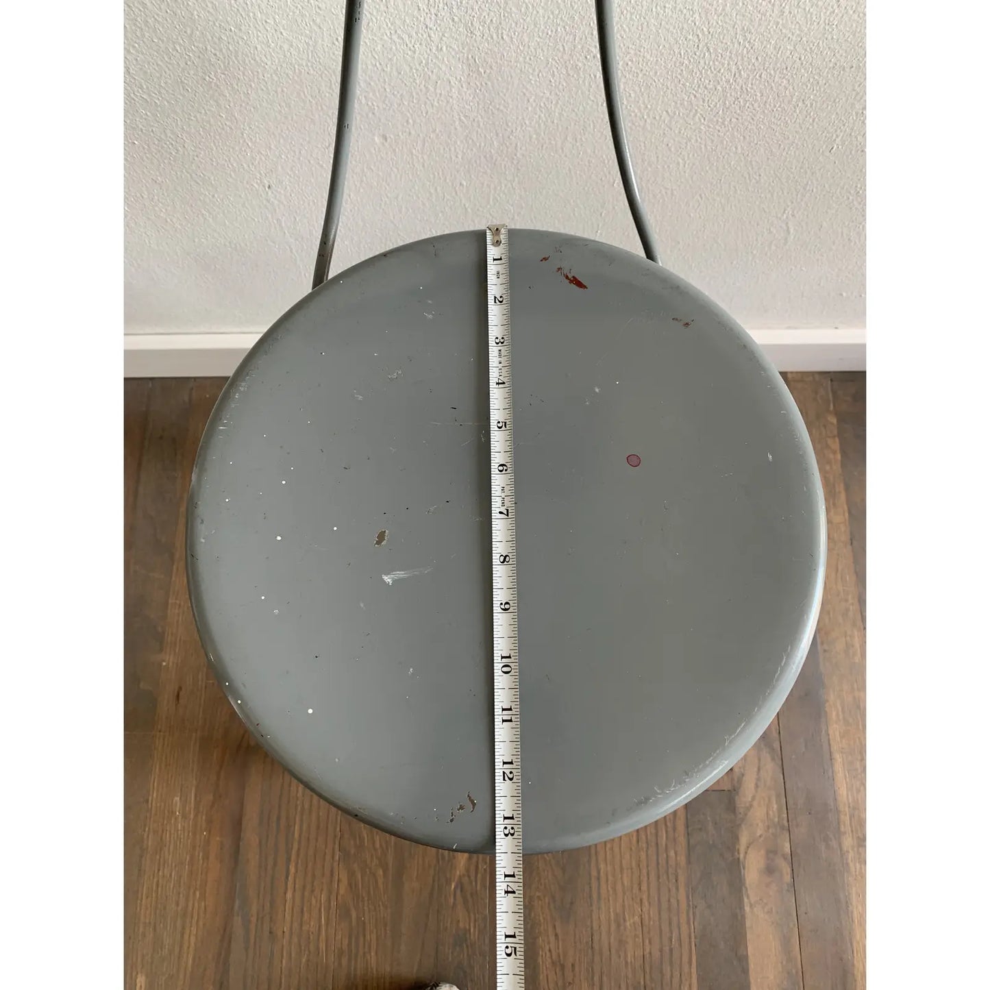 Vintage Industrial Gray Metal Bar Stool