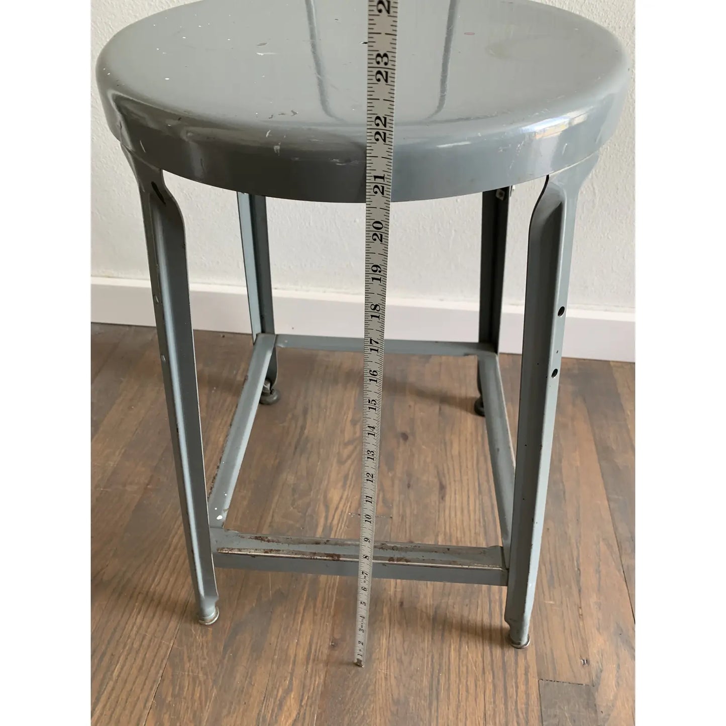 Vintage Industrial Gray Metal Bar Stool