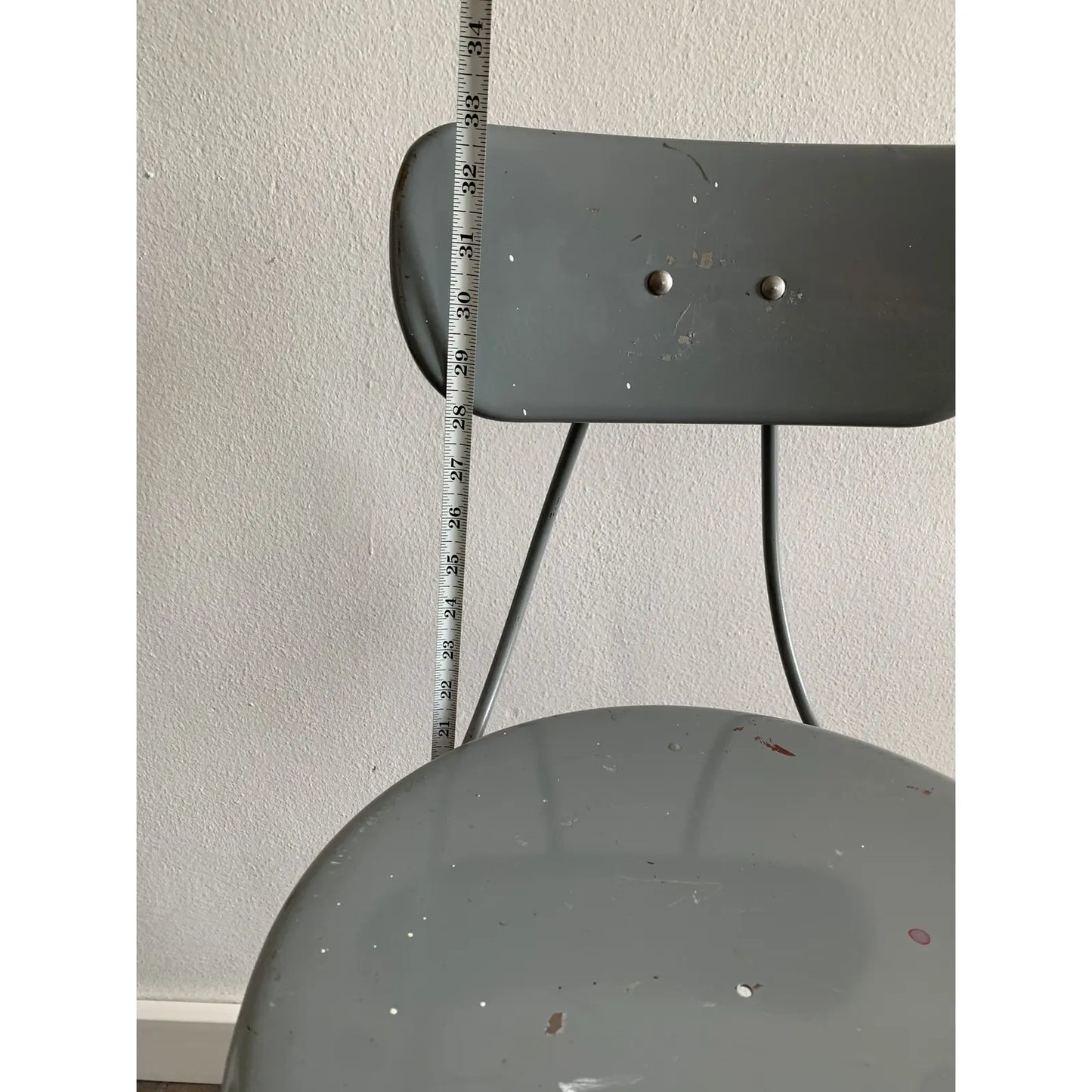Vintage Industrial Gray Metal Bar Stool