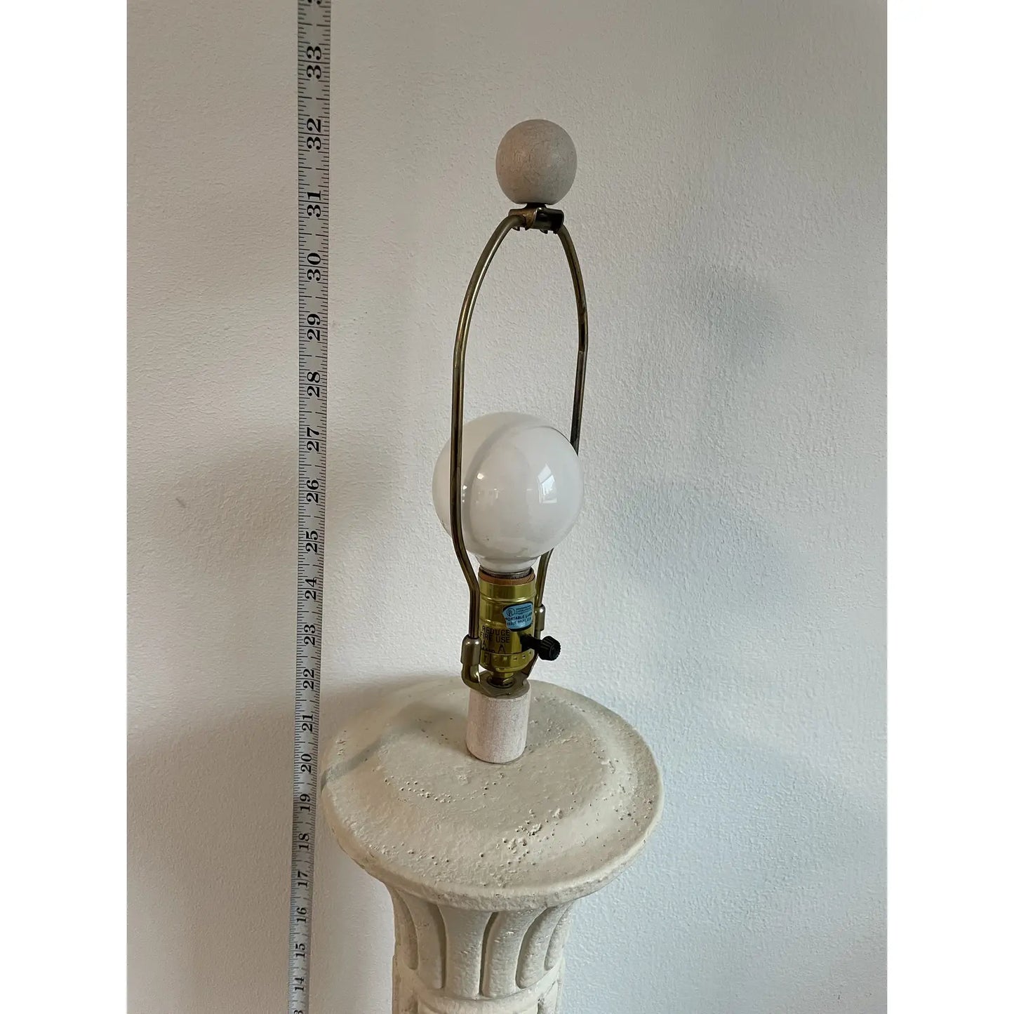 Vintage Late 20th Century Michael Taylor Style Off-White Plaster Column Lamp