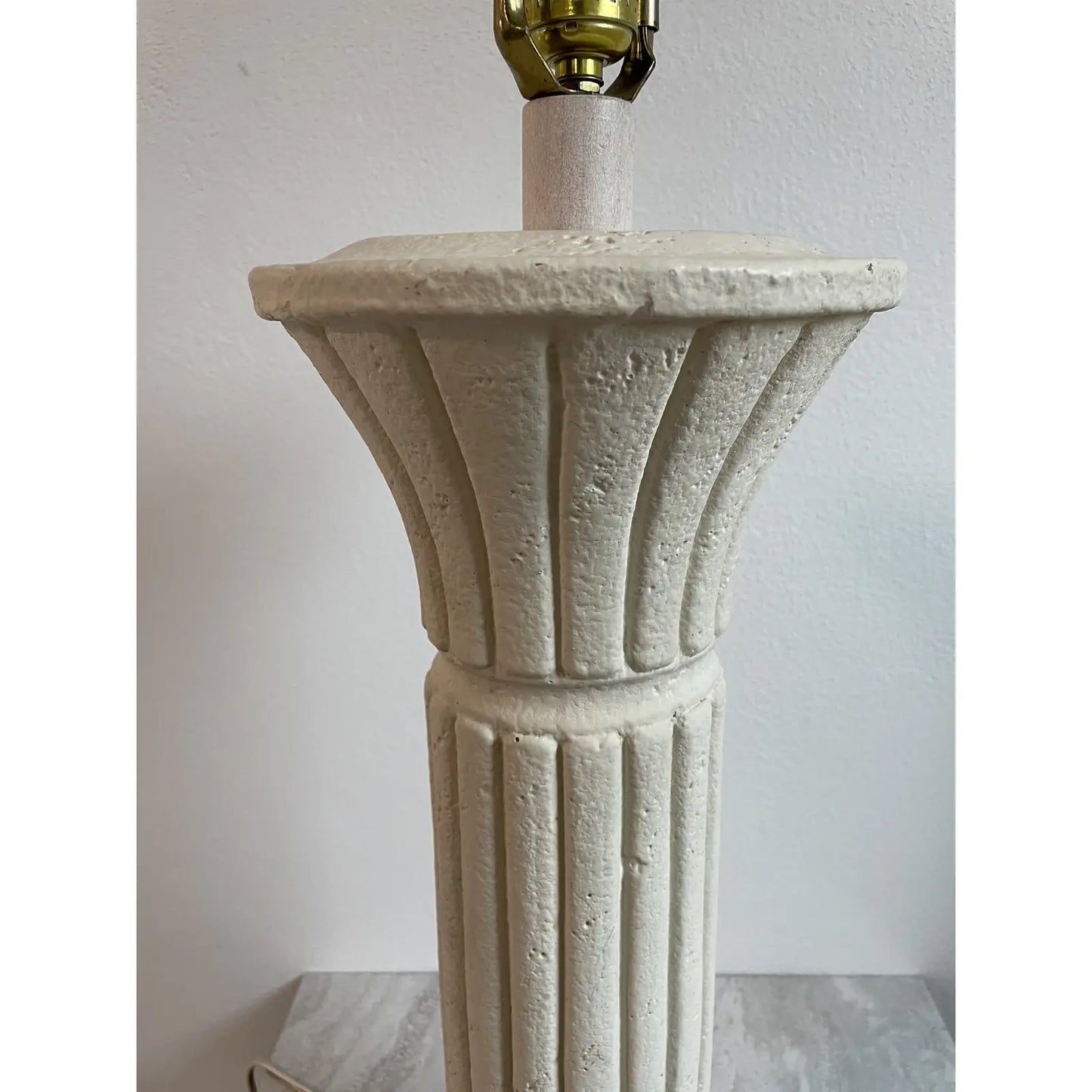 Vintage Late 20th Century Michael Taylor Style Off-White Plaster Column Lamp