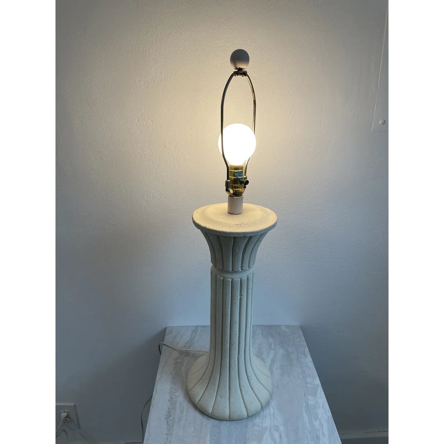 Vintage Late 20th Century Michael Taylor Style Off-White Plaster Column Lamp