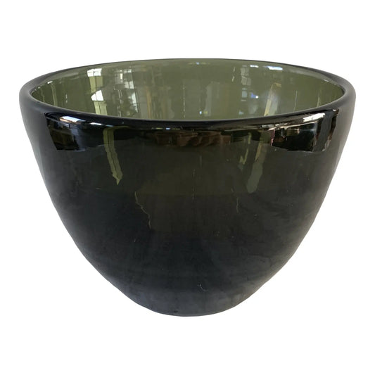 Vintage Mid 20th Century Gray-Green Mouth Blown Glass Bowl