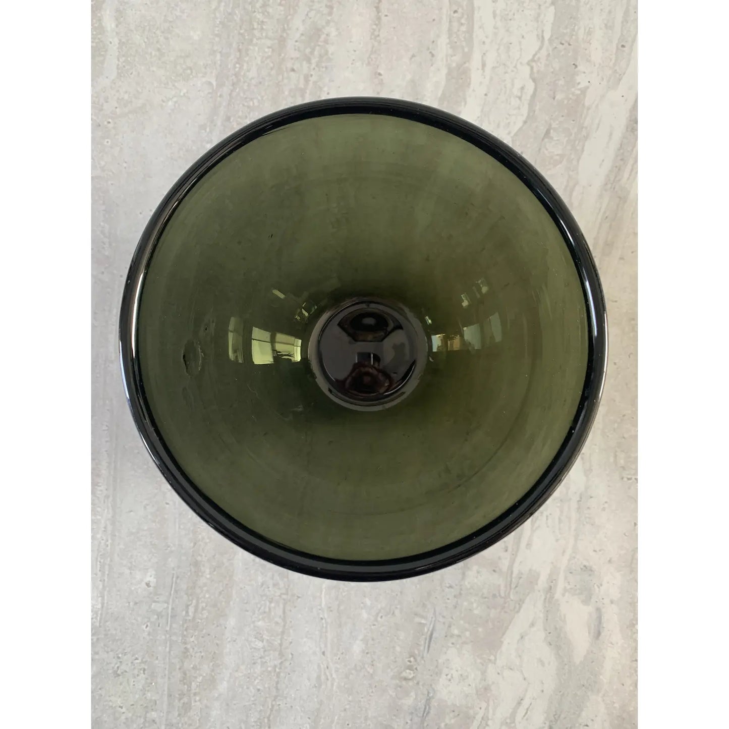 Vintage Mid 20th Century Gray-Green Mouth Blown Glass Bowl
