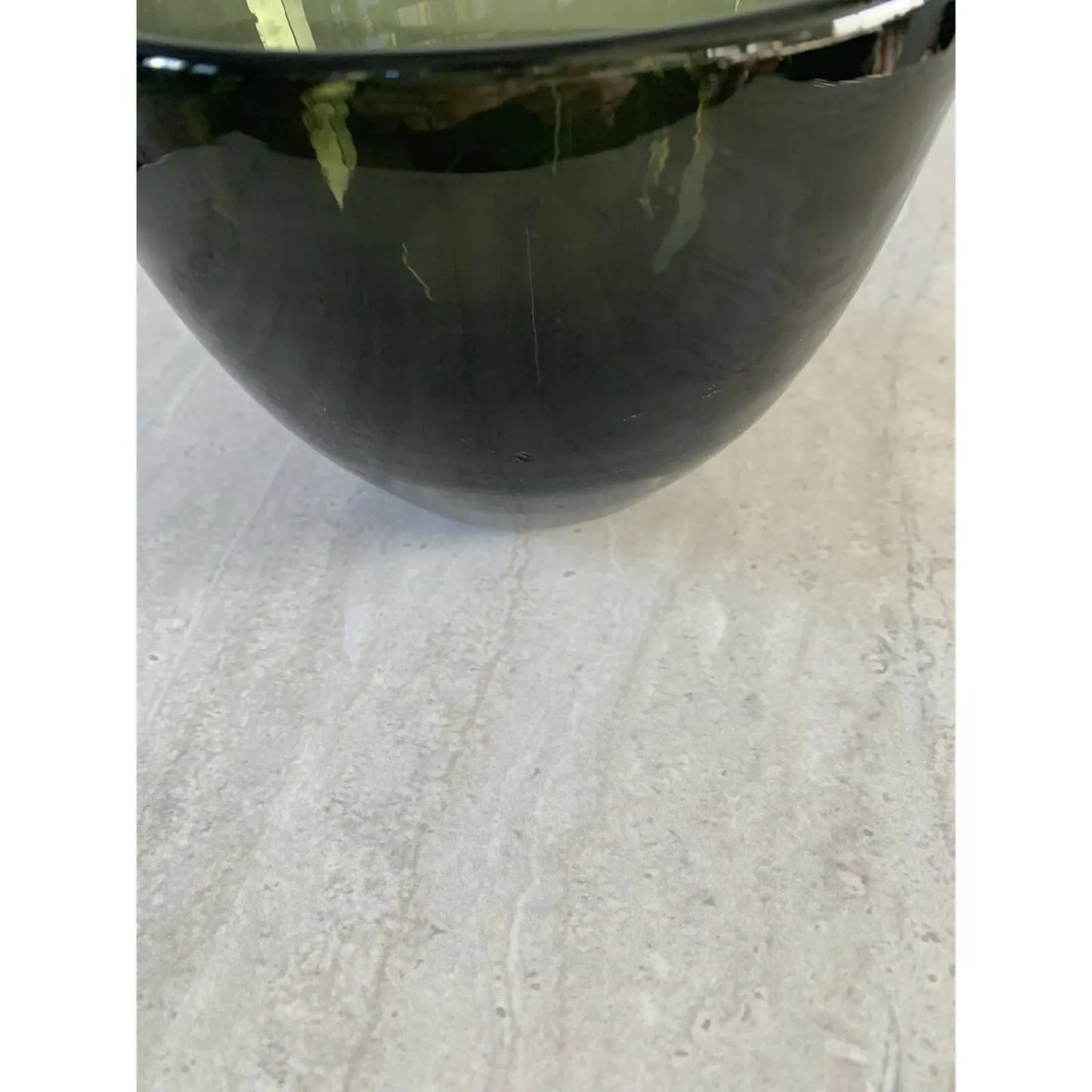 Vintage Mid 20th Century Gray-Green Mouth Blown Glass Bowl