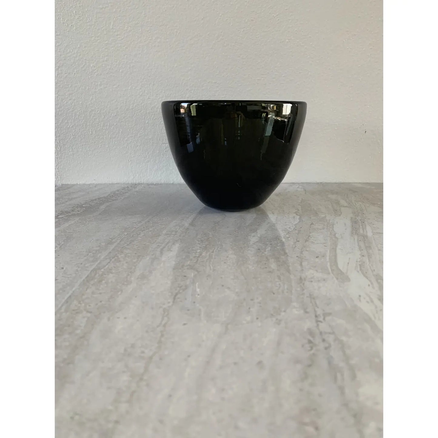 Vintage Mid 20th Century Gray-Green Mouth Blown Glass Bowl