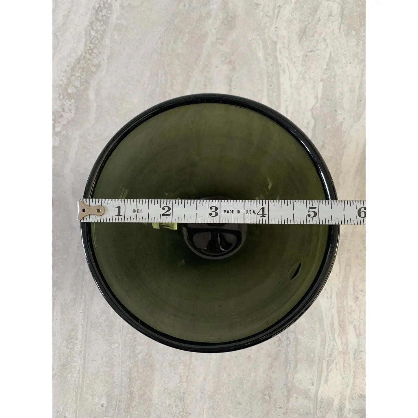 Vintage Mid 20th Century Gray-Green Mouth Blown Glass Bowl