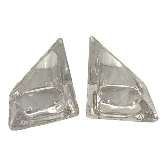 Vintage Nybro Swedish Candle Holder Bookends- a Pair
