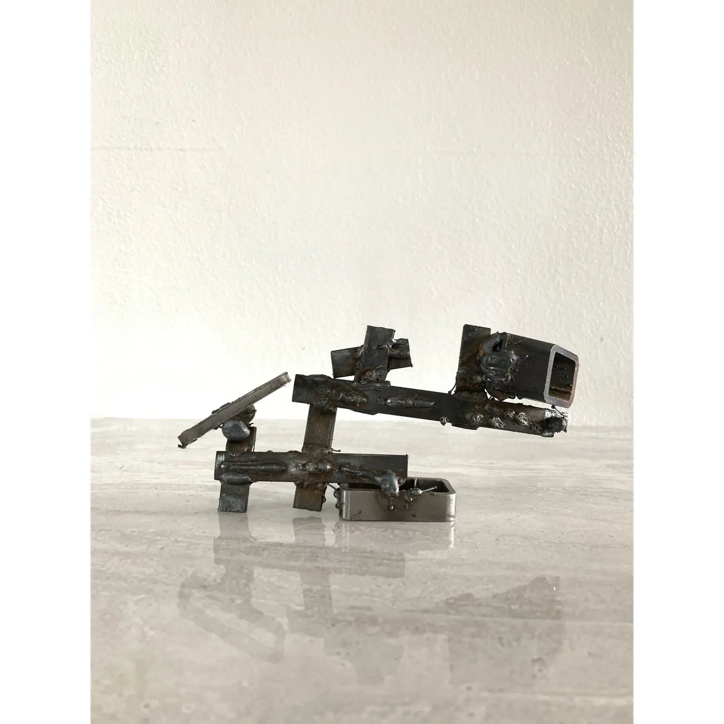 Vintage Mid-Century Brutalist Abstract Metal Sculpture