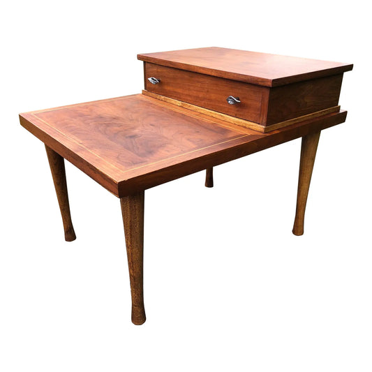 Vintage Mid-Century Modern American of Martinsville Walnut & Oak Inlay Side Table