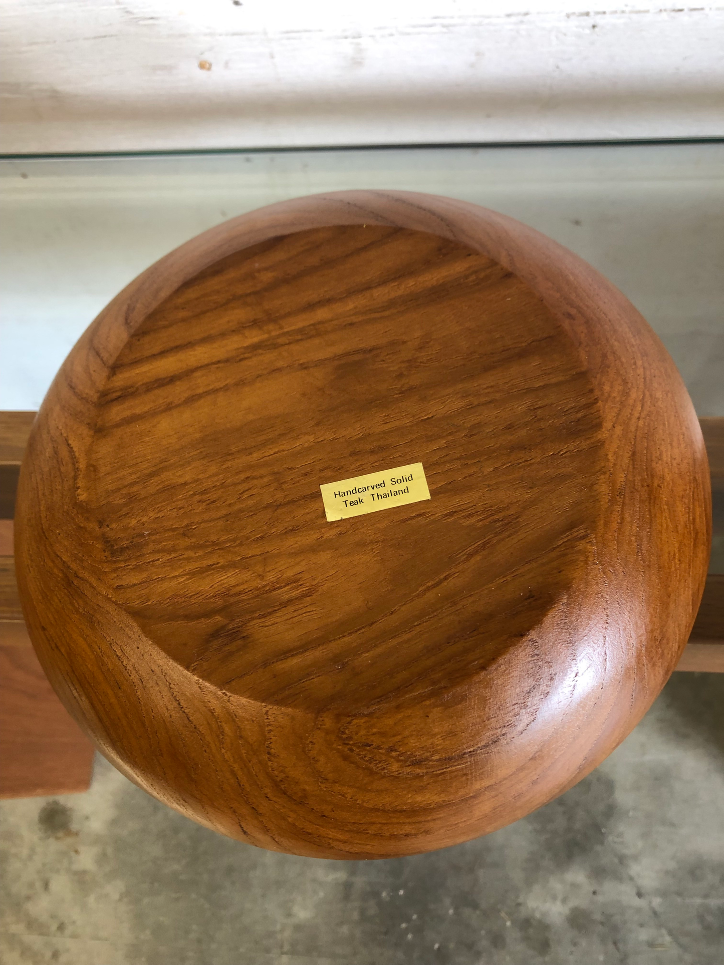 Vintage Mid-Century Modern Hand-Carved Solid Teak Bowl