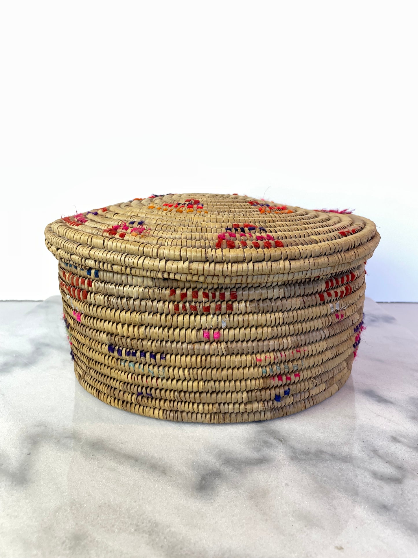 Vintage Woven Storage Basket With Lid