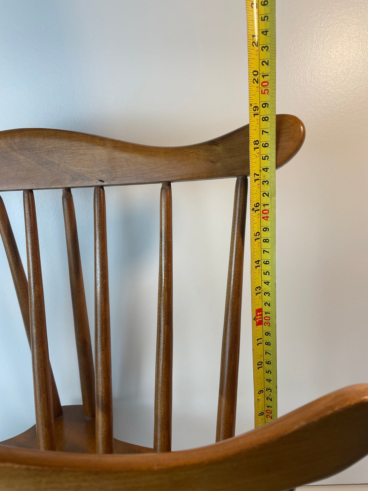 Vintage Early American Solid Maple Magazine Rack by R. Veal & Sons, Albany or — Windsor Style