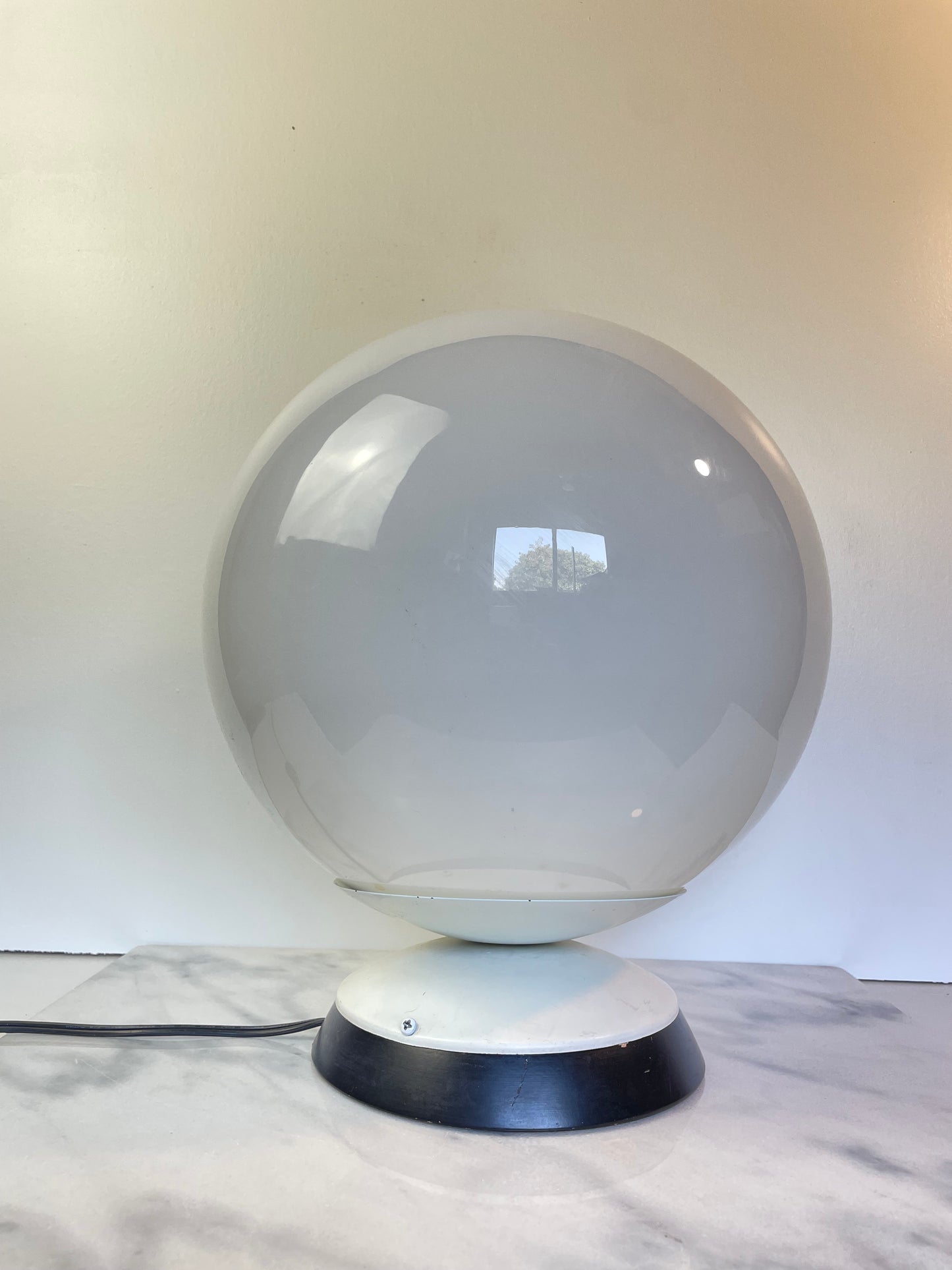 Mid-Century Space Age Opaline Glass Orb Table Lamp