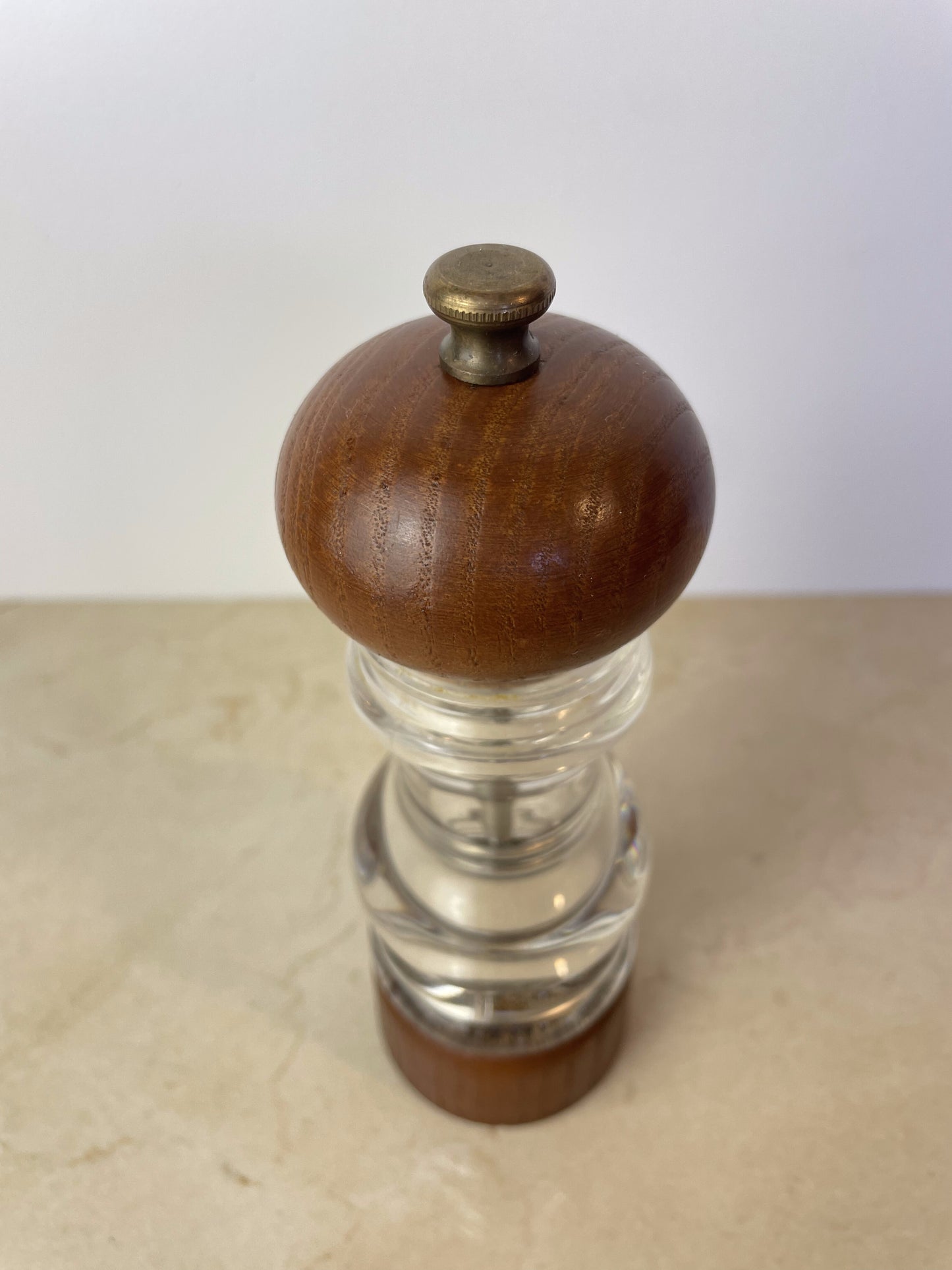Vintage Peugeot Lucite & Teak Wood Pepper Mill, Mid-Century Modern