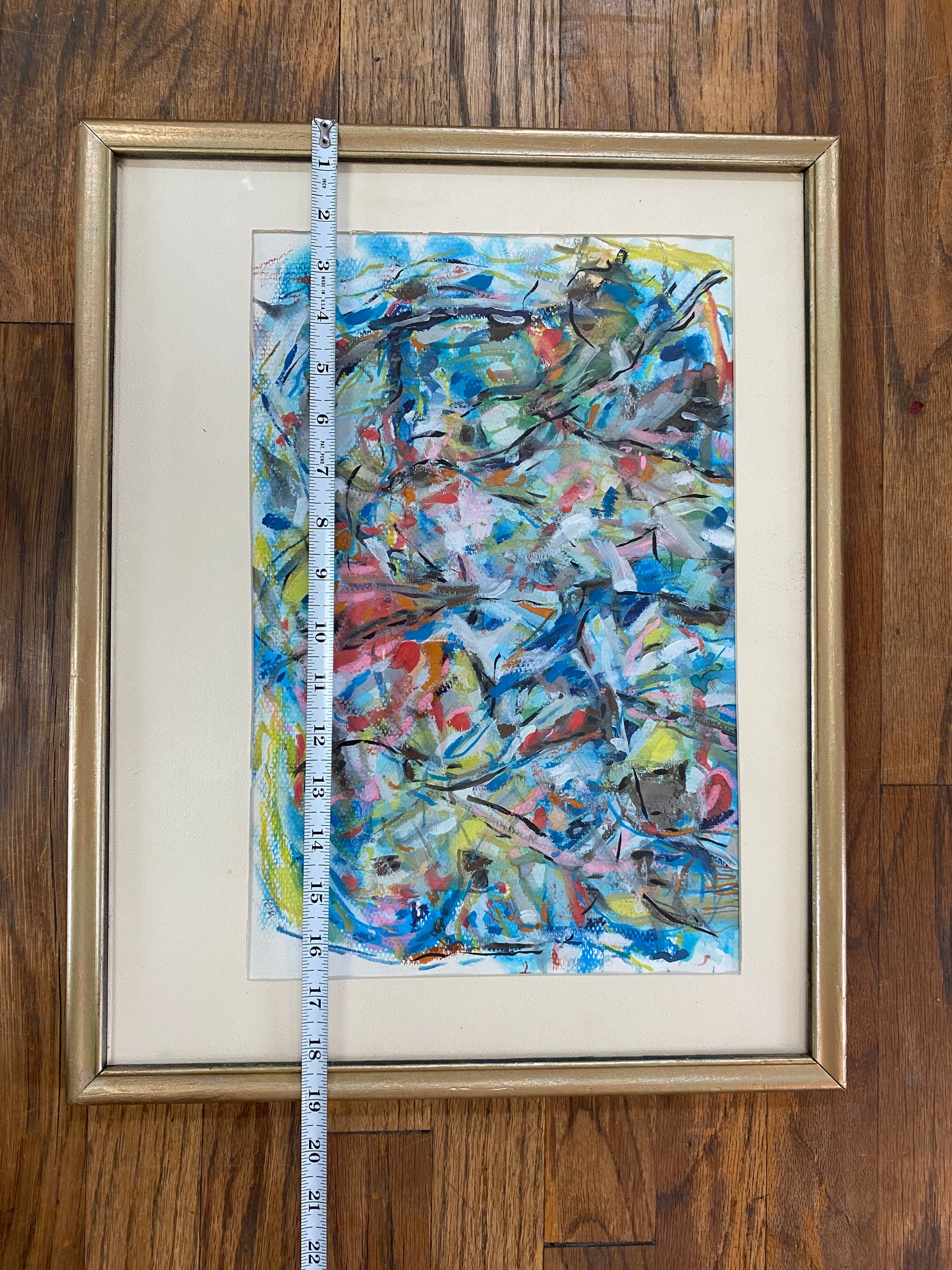 Original Framed Abstract Expressionist Watercolor on Paper by Francisco Peña