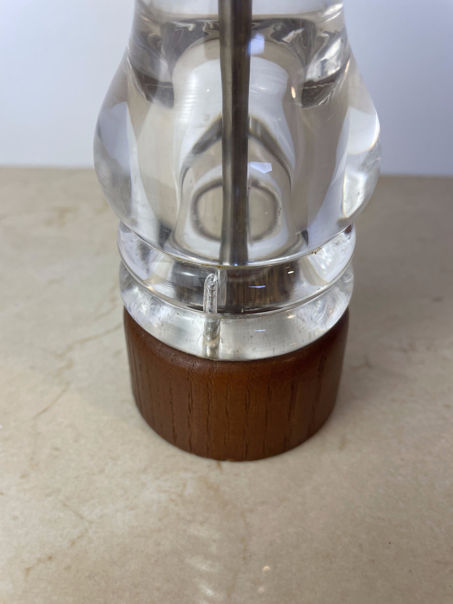 Vintage Peugeot Lucite & Teak Wood Pepper Mill, Mid-Century Modern