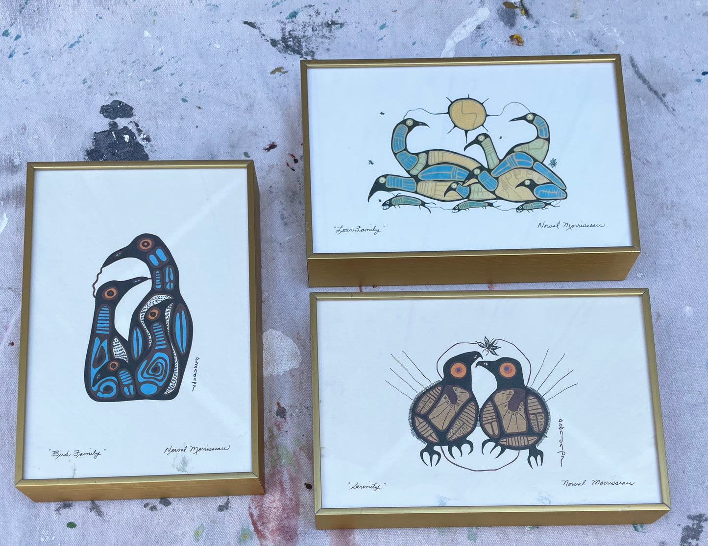 Late 20th Century Framed Norval Morrisseau Art Prints Set of 3