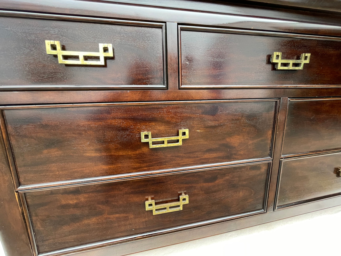 Hollywood Regency Dresser Ebony Finish W/ Brass Handles