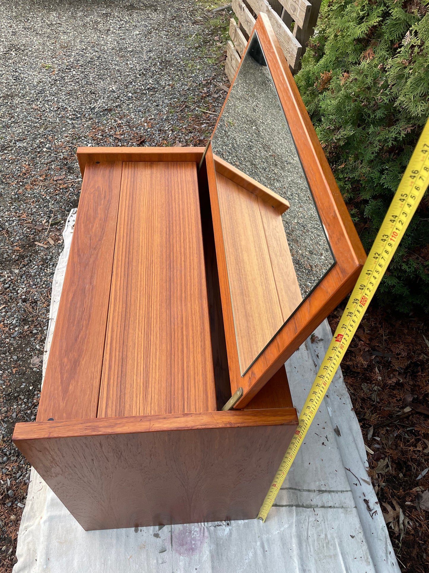 Mid-Century Modern Danish Teak Flip-Top Vanity or Desk - 1960s