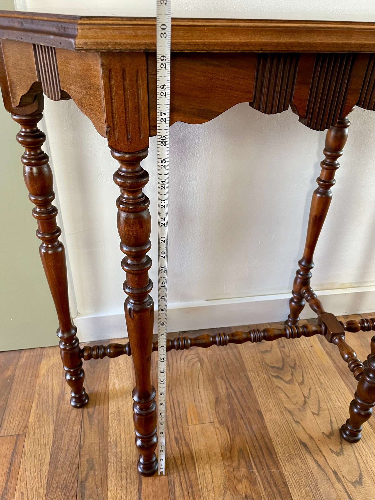 Antique Victorian Burl Walnut Octagonal Side Table, Bobbin Turned Legs