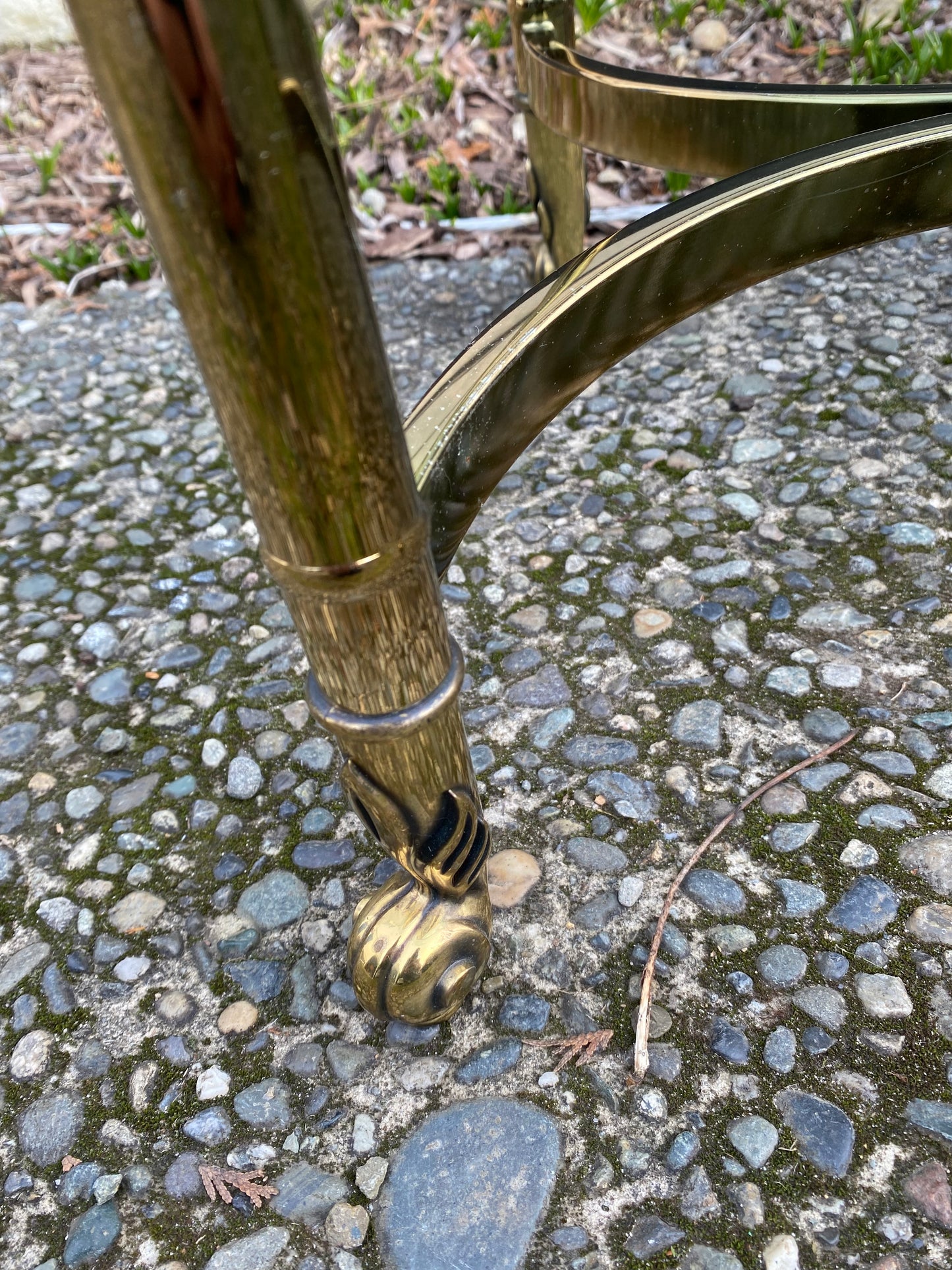 Mid 20th Century Hollywood Regency Brass and Glass Round Side Table - Neoclassical Style