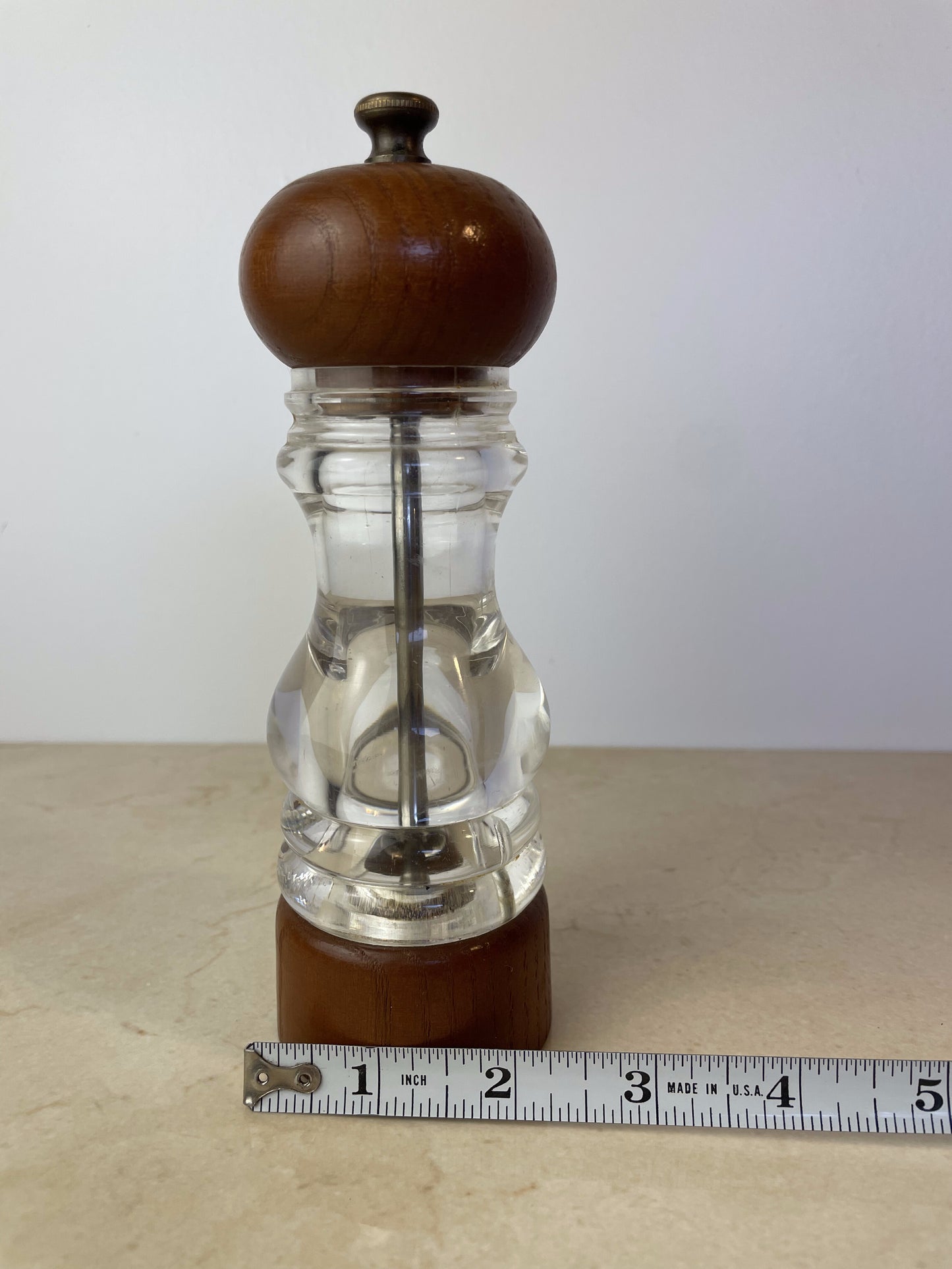 Vintage Peugeot Lucite & Teak Wood Pepper Mill, Mid-Century Modern
