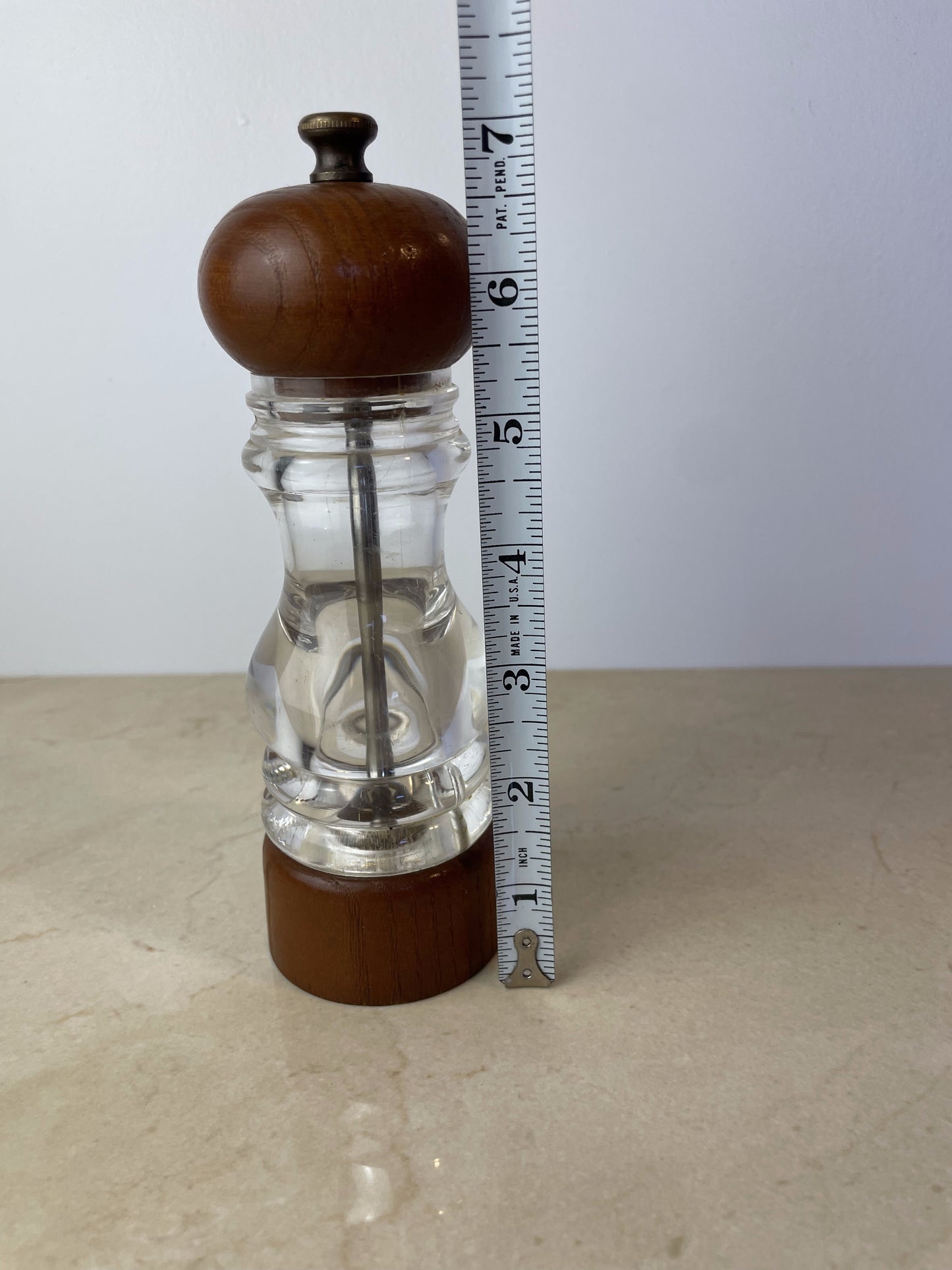Vintage Peugeot Lucite & Teak Wood Pepper Mill, Mid-Century Modern