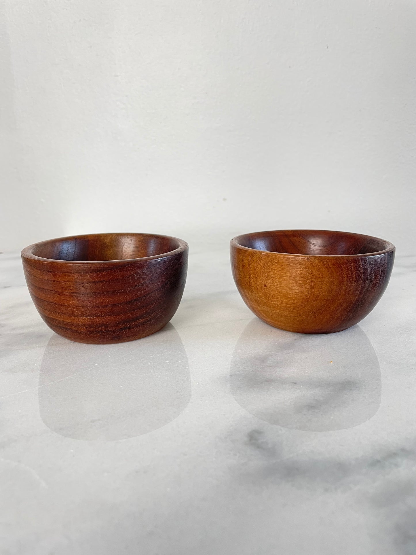 Mid 20th Century Small Turned Walnut Bowls - A Pair