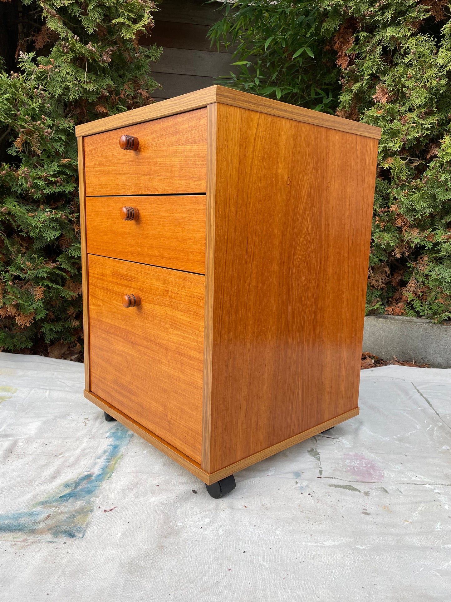 Mid 20th Century Danish Modern Teak Rolling File Cabinet