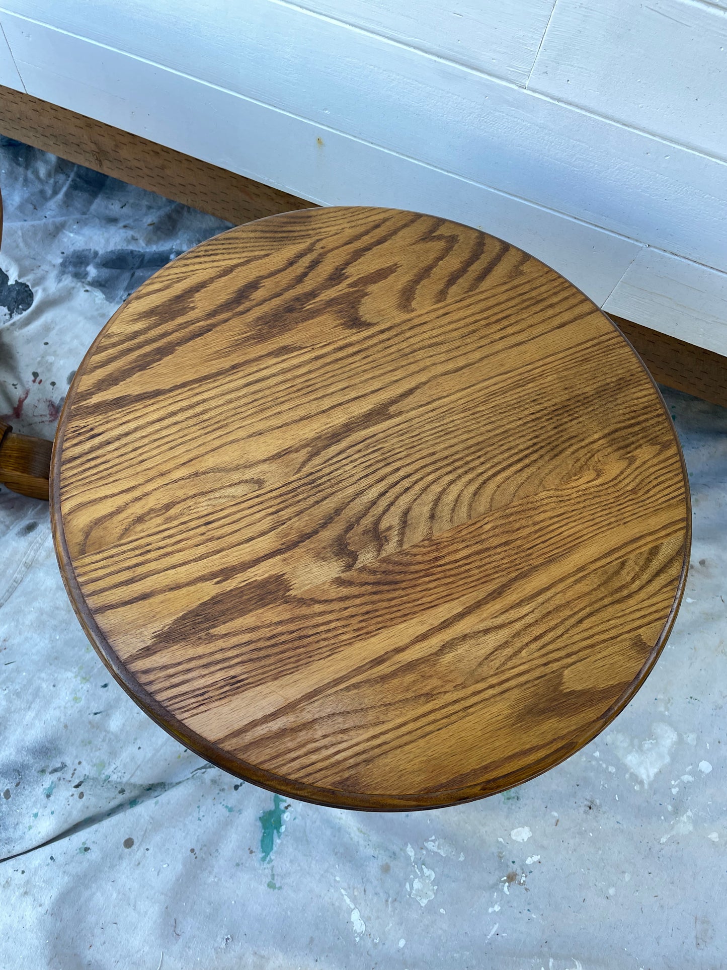 Mid 20th Century Solid Oak Round Pedestal Tables - a Pair