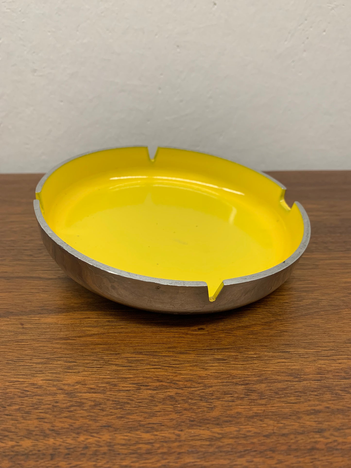 Mid-Century Chrome & Yellow Mod Ashtray