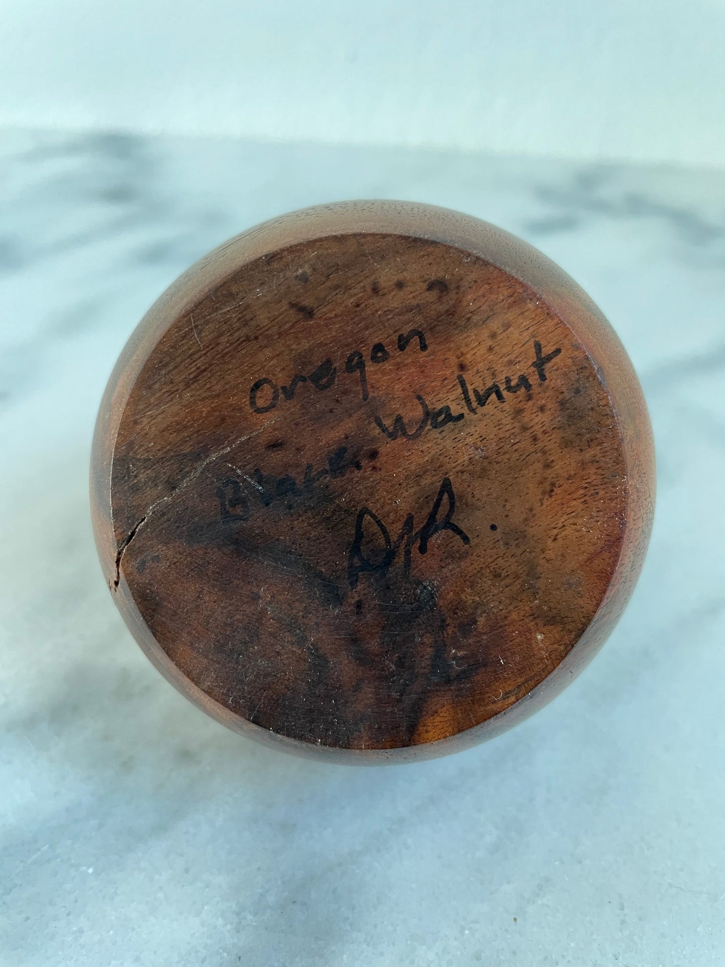 Mid 20th Century Signed Oregon Black Walnut Weed Pot