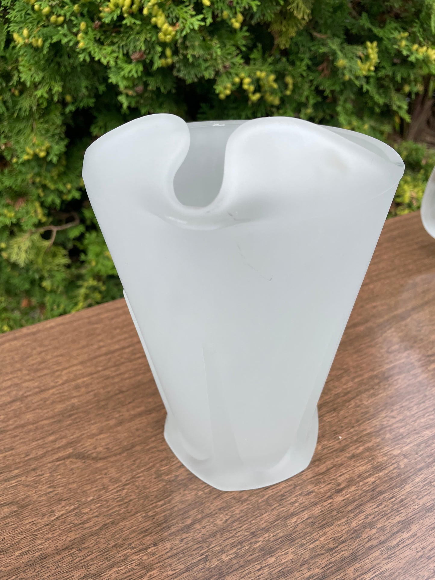 1970s Mid-Century Modern Frosted Sculpted Glass Pitcher & Mugs - Set of 5