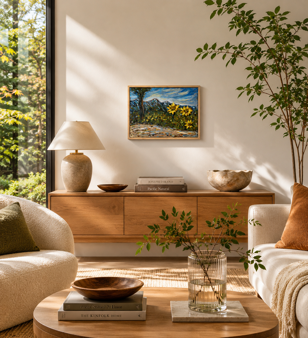 Original Pacific Northwest Landscape Painting – Icicle Ridge, Leavenworth by Francisco Peña – Framed 21” x 17”
