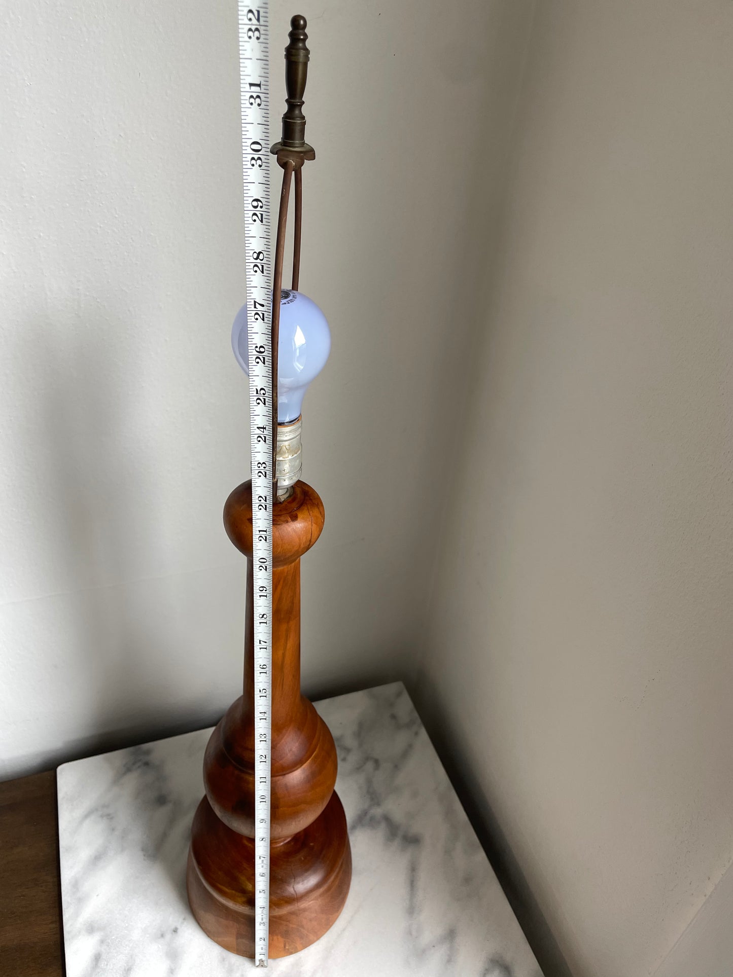 Mid 20th Century Hand Made Turned Wood Lamp