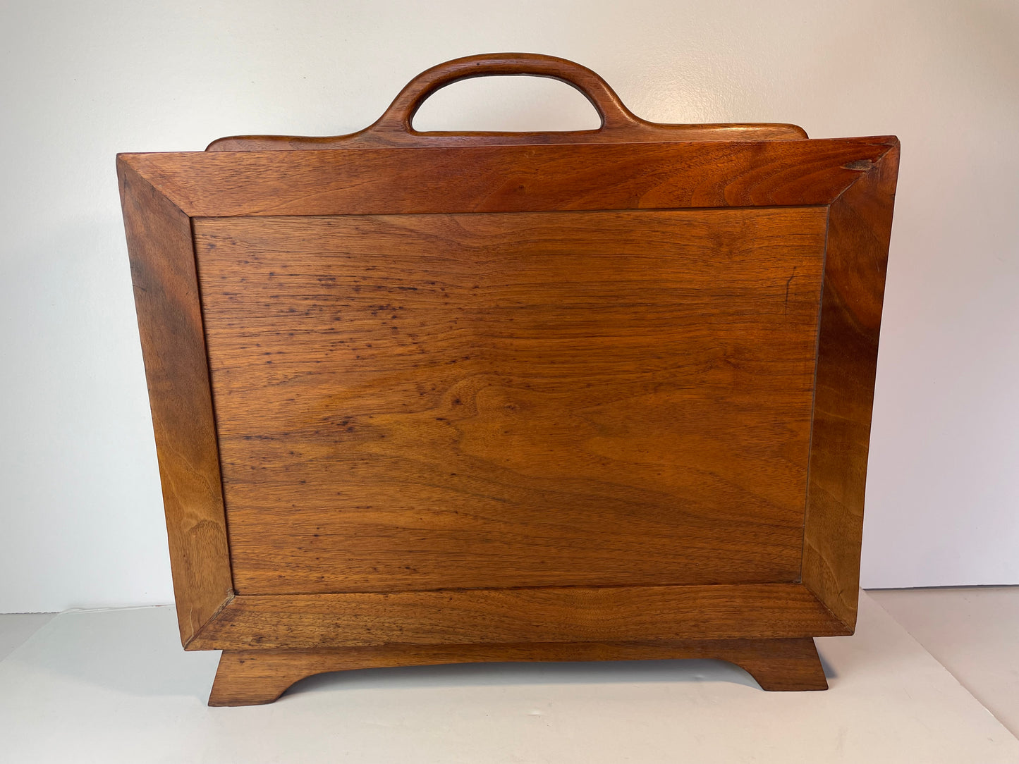 Vintage Woodcraft Studio Made Solid Walnut Magazine Holder