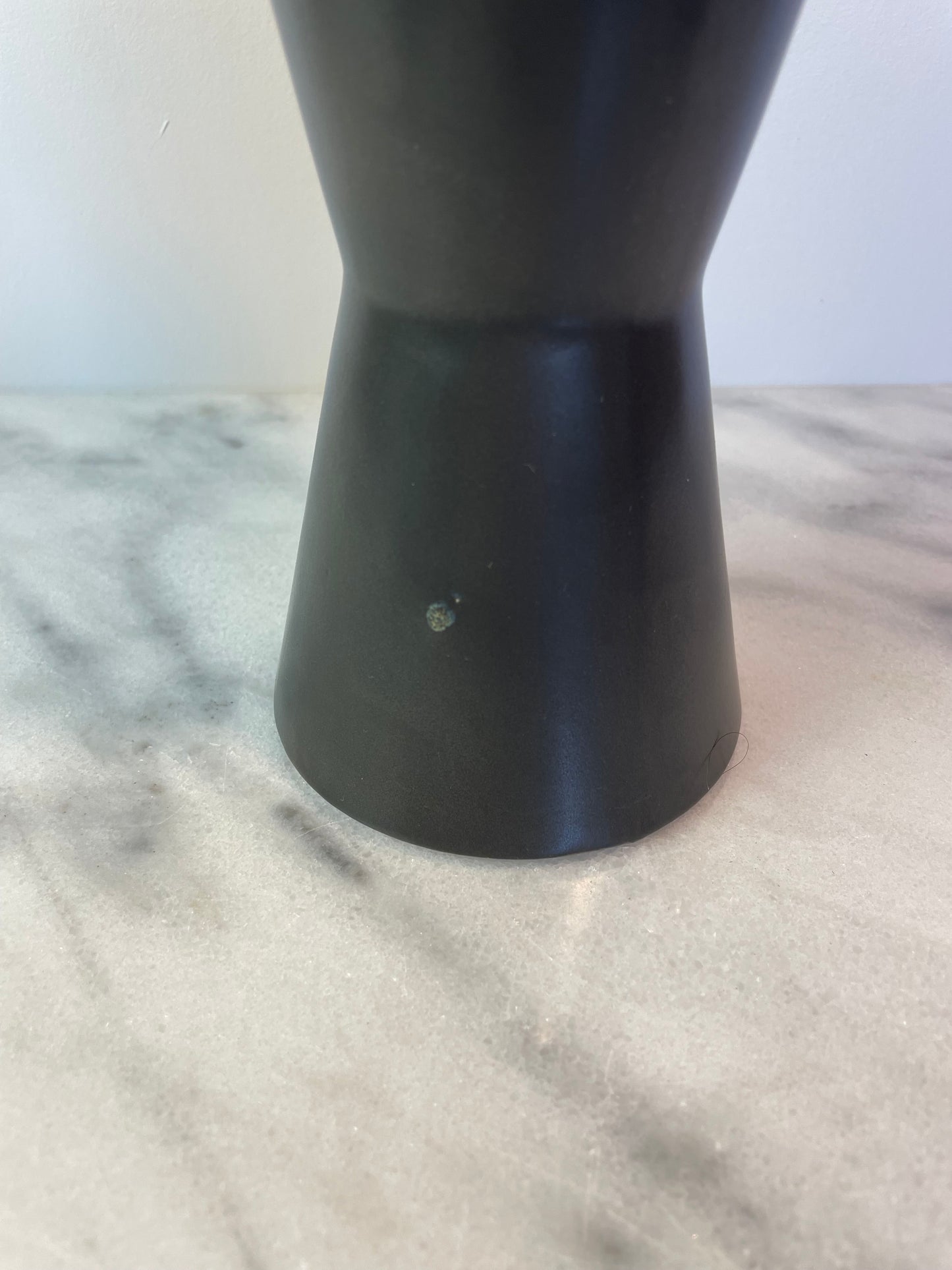 Mid 20th Century McCoy Harmony Line Hourglass Vase Matte Black Ceramic Pottery