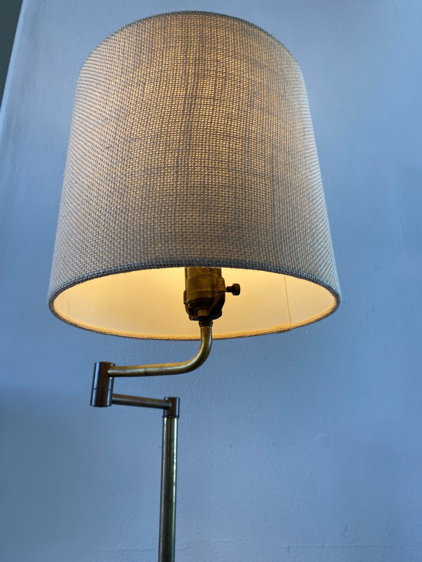 Vintage Brass Swing-Arm Library/Reading Floor Lamp