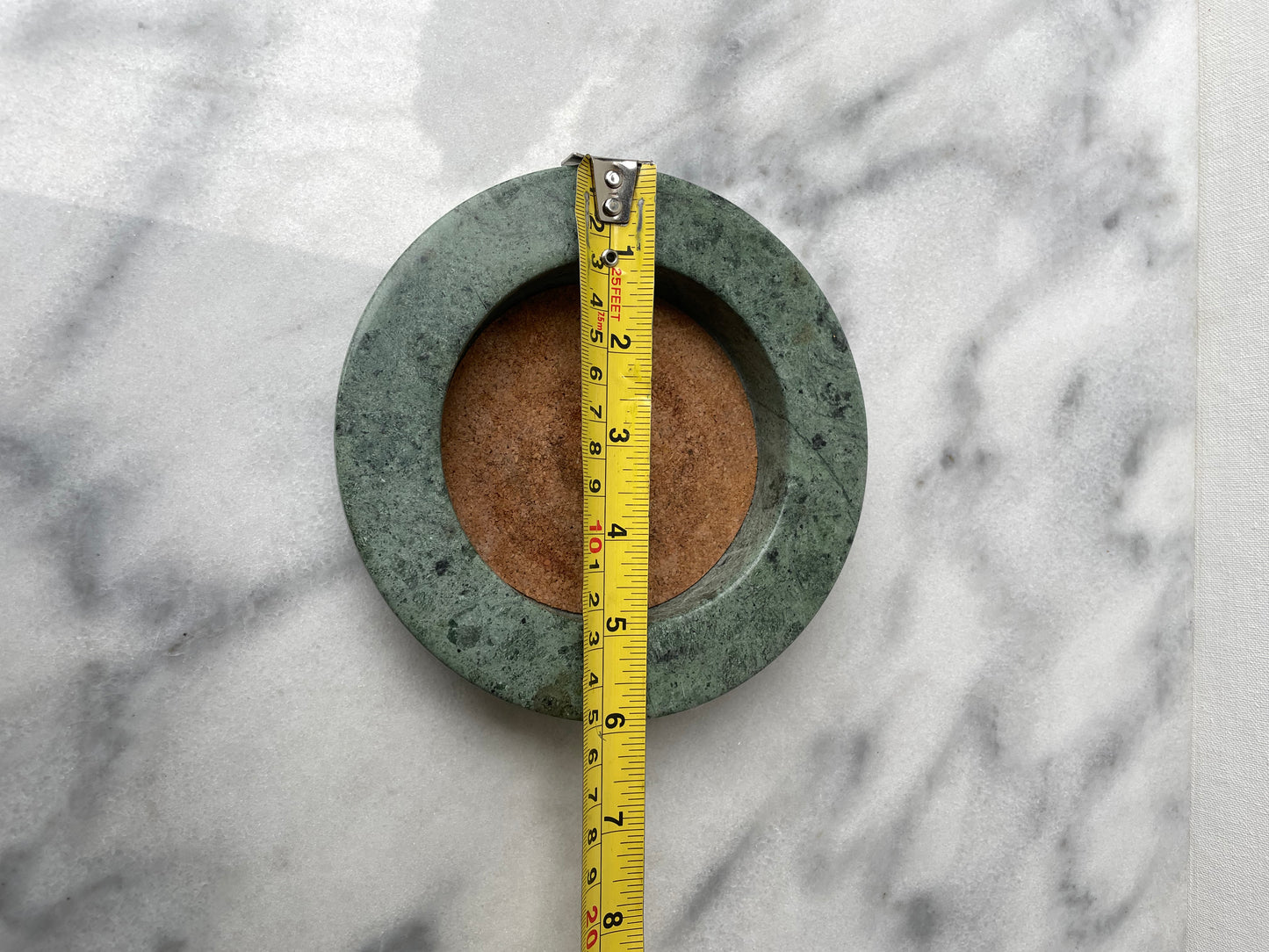 1980s Modern Circular Solid Green Marble Wine Bottle Coaster